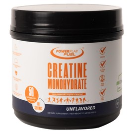 POWER PLAY FUEL CREATINE Monohydrate Powder – Supports Energy, Brain & Muscle Health, and Recovery for Men & Women - Gluten & GMO Free, Soy Free, Sport Certified – Unflavored, 500 G, 100 Servings