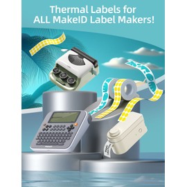 MakeID Coastal Breeze Series Label Tape Compatible with Makeid Label Makers, L1 Q1 E1 Refills Waterproof Laminated Custom Stickers Office Labels Replacement 16mm x 4m