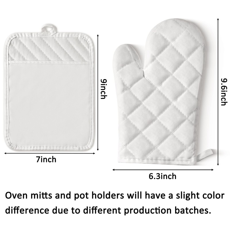 GROBRO7 6Pcs Cotton Oven Mitts and Pot Holders Set Heat