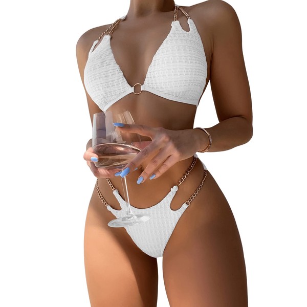 GORGLITTER Women's Bikini with Chains Triangle Bikini Set Two Piece