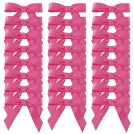 Micomon 50pcs 1-1/2" Mini Hot Pink Satin Ribbon Bows Without Twist Ties for Crafts Gift Wrapping Packing Christmas Decoration (Hot.Pink)