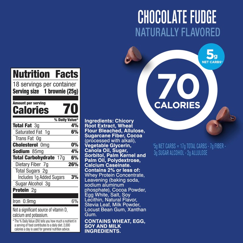 Fiber One 70 Calorie Brownies, Chocolate Fudge Snack Bars, Mega
