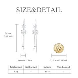 VONALA Threader Earrings for Women Dangle Earrings Long Chain Earrings Hypoallergenic Earrings Tassel Earrings for Women Fashion, Sterling Silver, No Gemstone