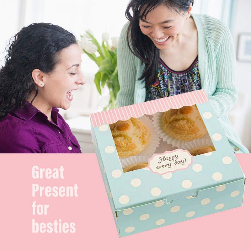 LAPONO 15 Pcs Individual Cupcake Containers,Large Single Cupcake Boxes Carrier