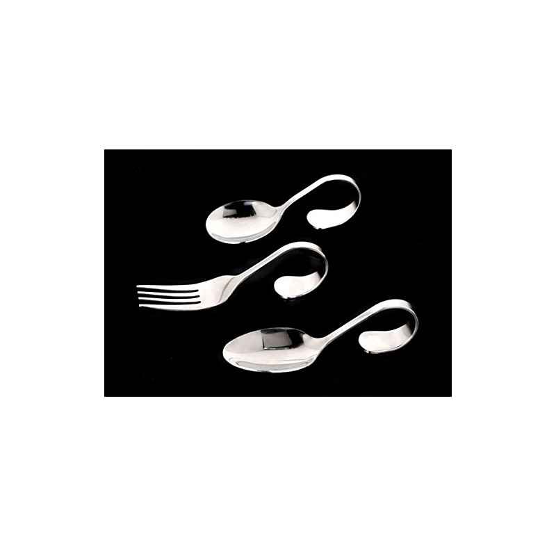 Bluelover Stainless Steel Curved Handle Spoon Fork Cutlery Tableware Ellipse