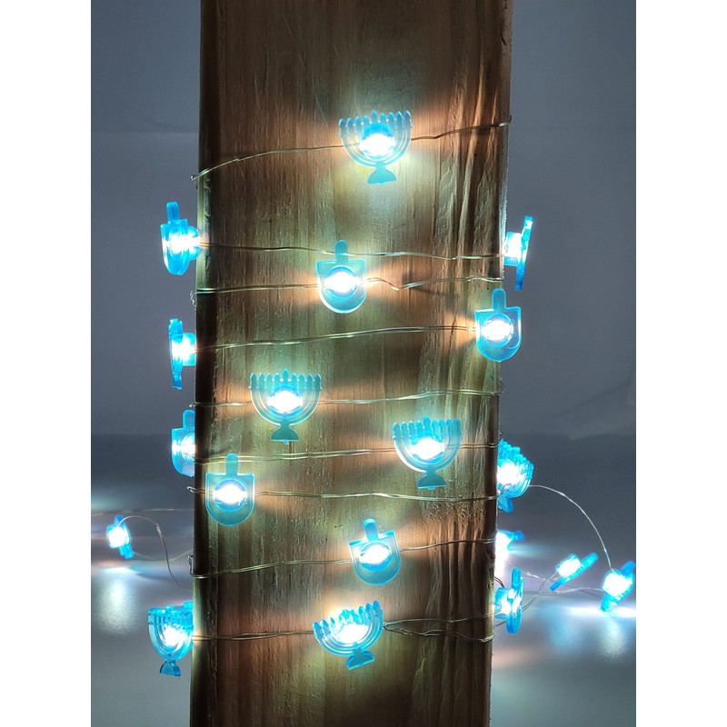 The Dreidel Company Hanukkah LED String of Lights Menorah and