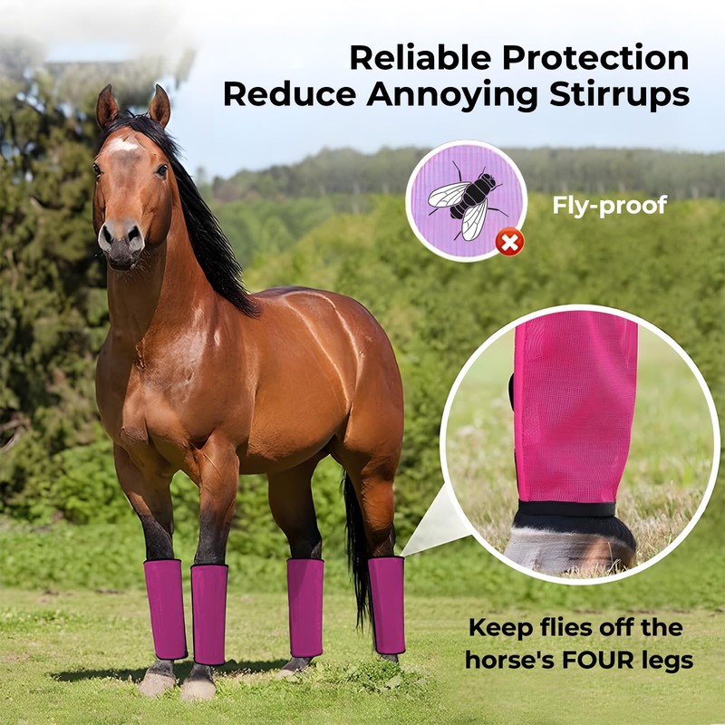 KUEIOX Mesh Horse Fly Boots Set of 4，Adjustable and Universal