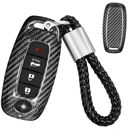 [T-carbon] Nissan X-Trail Key Case for NISSAN Sakura Key Cover New Model for Serena Nissan Aria Real Glass Fiber Luxury Lightweight Anti-Scratch Smart Key Case (Silver Black)