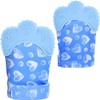 Vicloon Baby Teething Set, 2 Pack Teething Mittens for Baby, Includes 2 Silicone Mitten Teether Glove, Teething Glove, Infant Soothing Pain Relief Mitt Baby Teether Mits for Baby（Blue）