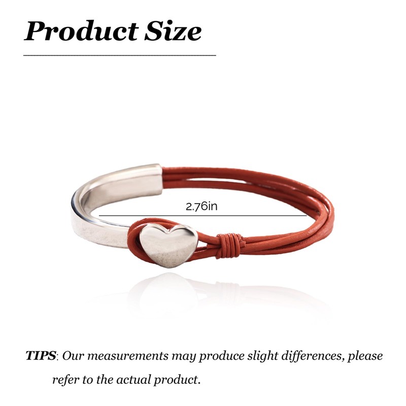 Leather Wrap Bracelet Black Leather Cuff Bracelet Heart Leather Bracelet