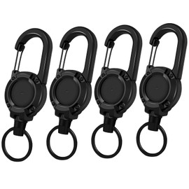 ROSYLEVE Retractable Key Chain with 60 cm Carabiner Hook Key Ring for Keys Belt Clip and Card Holder Steel Cable ID for Keys Card Holder (Pack of 4)