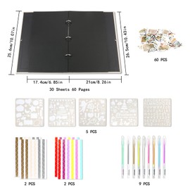 JOYSKY Photo Scrapbook DIY 10.43X8.26 inch Album Scrapbook Memory Books for Birthday, Scrapbooking Supplies Kit for Couple Baby Family Wedding Travel, Beige, DIY Travel Scrapbook, Baby Photo Album