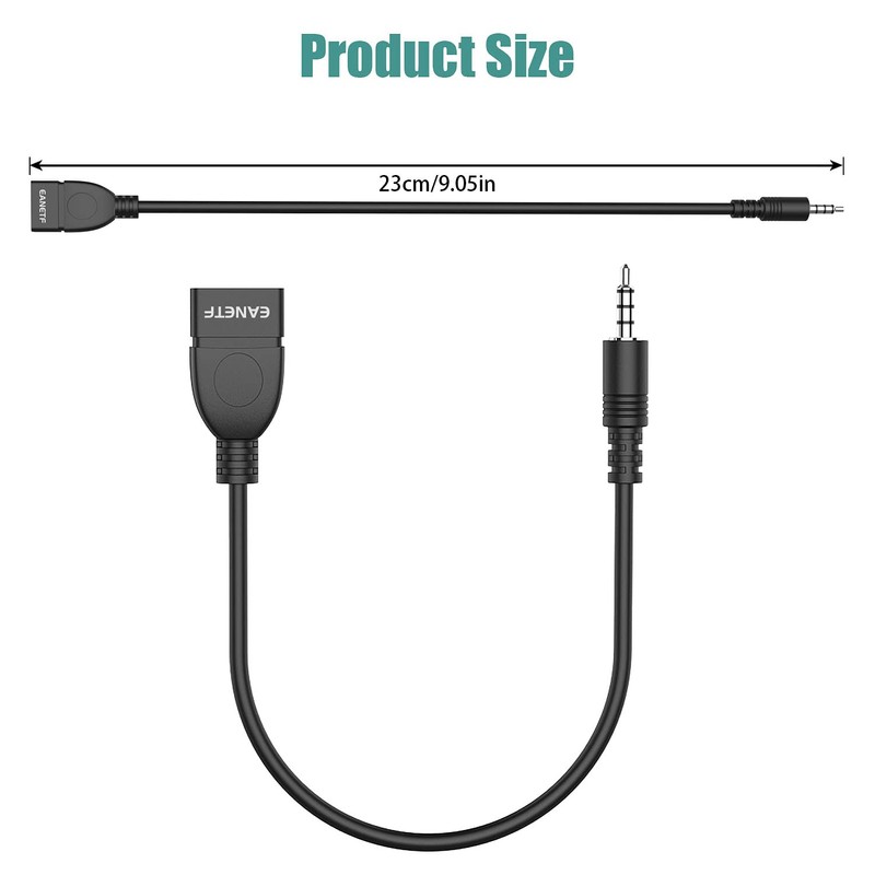 Eanetf USB to Aux Audio Adapter, 2PCS 3.5mm Male to