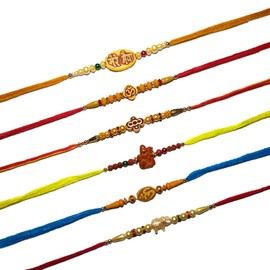 Rakhi 6 Pc Designer Rakhi For Brother Dora Pattern Rakhi For Bhaiya & Bhabhi|Bracelet for Boy's & men| Rudraksh Rakhi|Rakhi Combo For Brothers|Best Rakhi For Brother Rakshabandhan