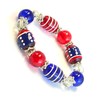 USA Bracelet, Red White Blue Americana Beaded Bracelet, 4th Of