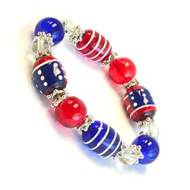 USA Bracelet, Red White Blue Americana Beaded Bracelet, 4th Of July Bracelets For Women, Brithday Christmas Gift, 1 pc