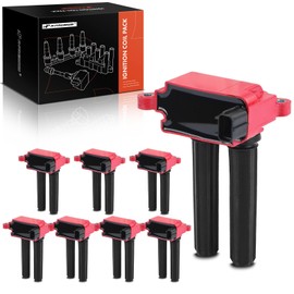 A-Premium (Red) Engine Ignition Coil Pack Compatible with Ram 1500 2500 3500 & Jeep Grand Cherokee, Wrangler, Commander & Dodge Ram 1500, Charger, Durango, Challenger, Magnum & Chrysler 300, 8-PC Set