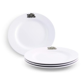 Arthur Court 4-Piece Pewter Magnolia on Heavyweight and Durable Melamine Plate, for Indoors Outdoors Use, Party and Everyday Use - Ocean Tableware 10 inch Diameter