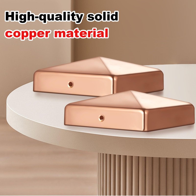 Tandefio 2 Pcs 3.5x3.5'' Solid Copper Post Caps 4x4 Fence