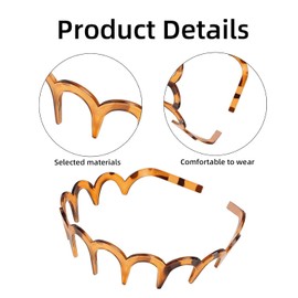 Zick-Zack-Stirnband, Haifischzahn-Haarkamm, Harte Stirnbänder, Kunststoff Zickzack Haarreifen (Schildpattbraun, Schildpattgrau, Schlangenmuster Grau,Schlangenmuster Kaffee, 4pcs)