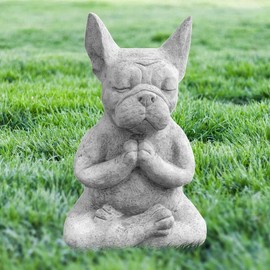 LSDZHK Meditating French Bulldog Figurine, Meditating Yoga Zen Dog Figurine, Decorative Tabletop Collectible for Home Decoration Garden Yard (Resin-Dog)