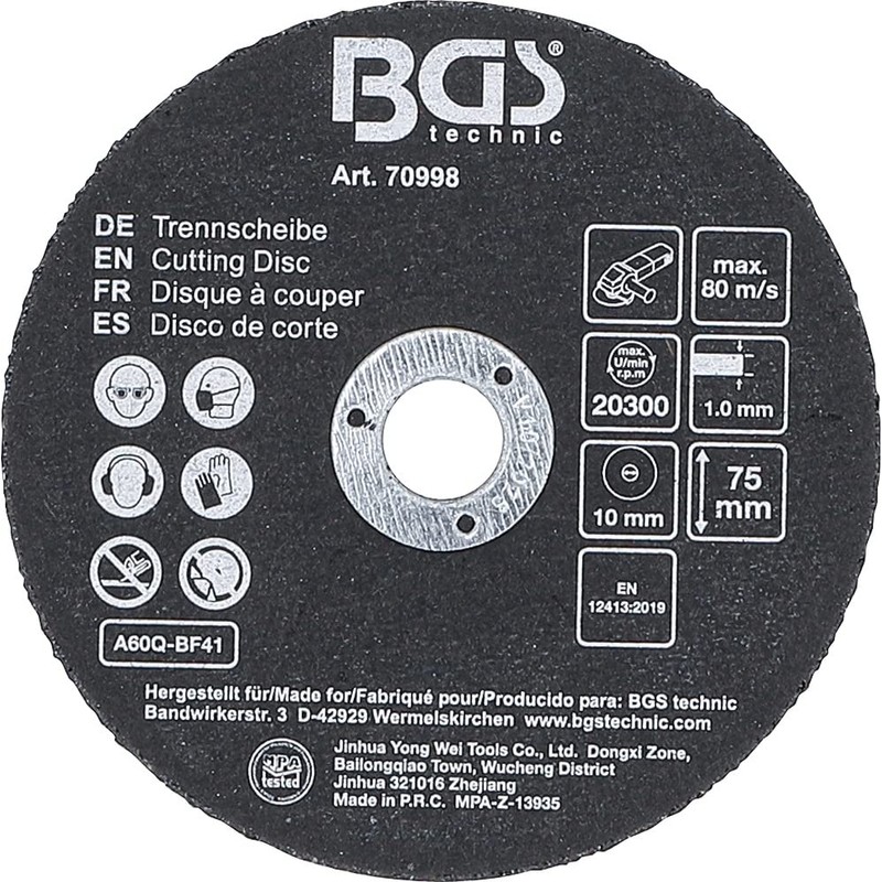 BGS 70998 Cutting Disc Set for Stainless Steel Diameter 75
