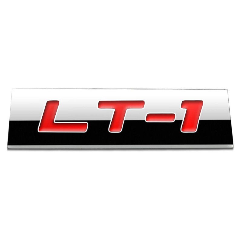 Auto Dynasty Chrome Finish Metal Emblem LT1 Badge (Red Letter)