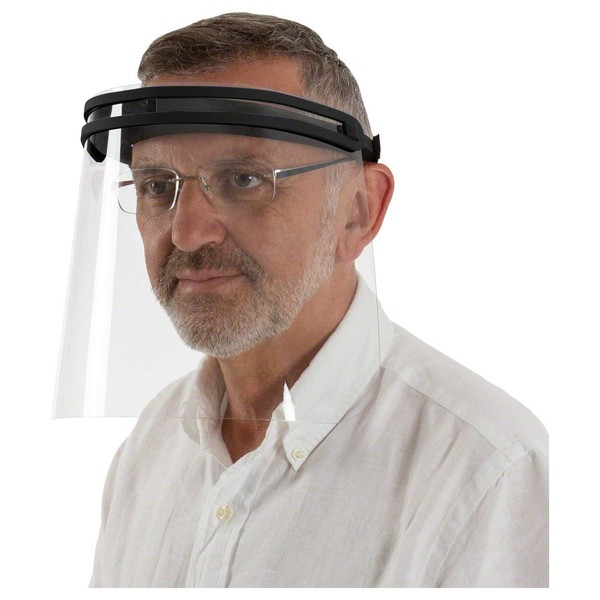 Faceshield with elastic waistband, soft forehead rest