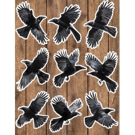 Handmade Flying Raven Die Cut Vinyl Stickers Set Scrapbooking Laptop Waterbottle