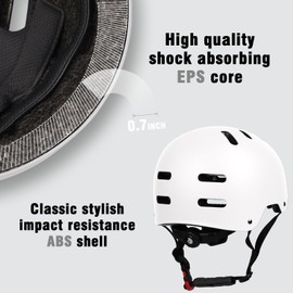 Bike Skateboard Helmet, Adjustable Adult Youth Kids Boys Girls Women Men Helmet for Ages 3-5-8-10-14+, Lightweight Multi-Sport Bicycle Skateboard Scooter Skate Helmet