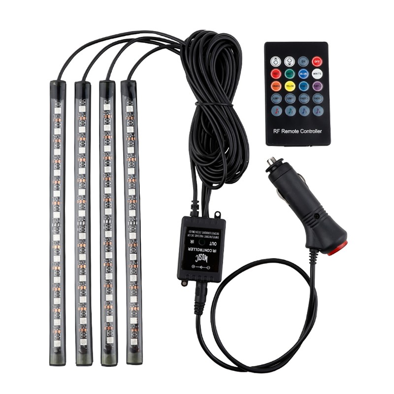 Car LED Strip Light, 4pcs 36 LED DC 12V Multicolor