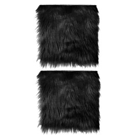SLAXJNE 2 Square Patches Black Faux Fur Plush Fabric Faux Fur Animal Fur Square Plush Fabric Faux Fur Plush Fabric