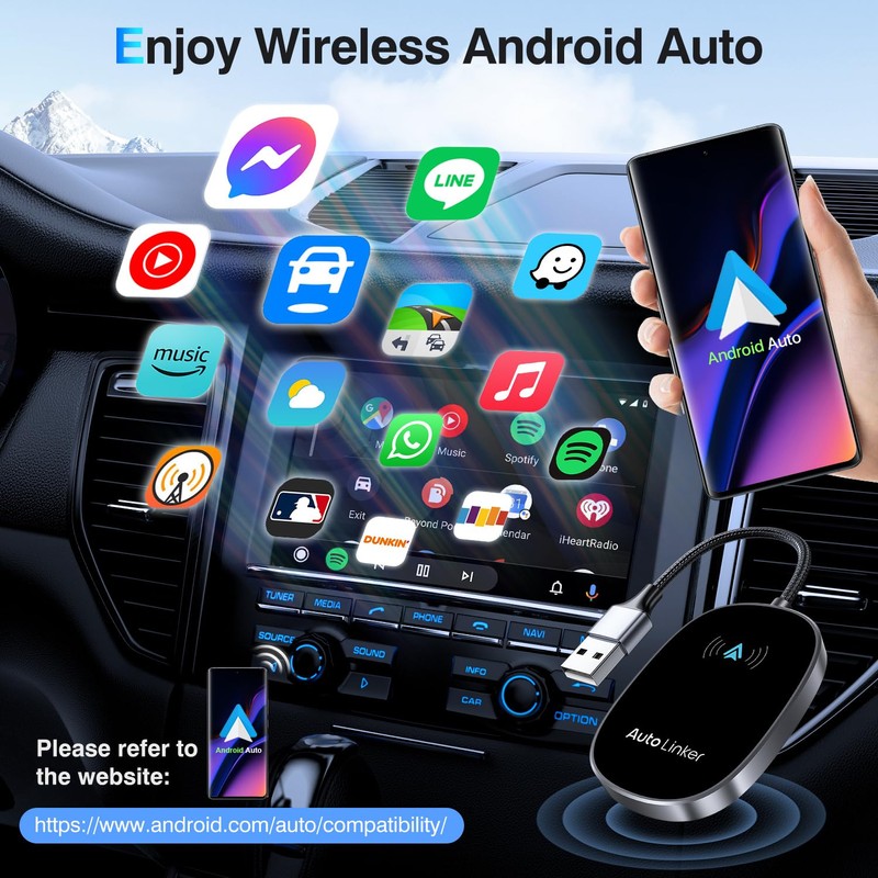Android Auto Wireless Adapter for Cars with Built-in Wired Android