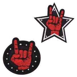 2 Stück Gesten Musik Hip Hop Lustiger Patch Bügelbild Aufbügler Iron On Sew On Flicken Taktisch Abzeichen Militär Applikation für Weste Rucksäcke Jacke Kleidung Taschen T-Shirt Baseballkappe