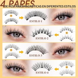 Pestañas Magnéticas QUEWEL, 4 pares, pestañas postizas magneticas