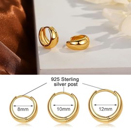 XdealCozyxc 3 Pairs Hoop Earrings for Women, Hypoallergenic Huggie Plated Hoops Earrings 8mm 10mm 12mm