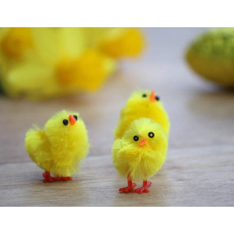 Pack Of 6 Small Fluffy Easter Chicks Cute Mini Yellow