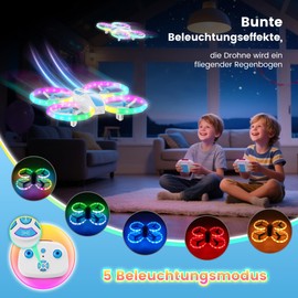 Dacene Mini Drone for Children with 5 LED Light Effects, Toy from 8 9 10+ Years Boy, Gifts Boys Girls, RC Aeroplane Drone Beginner Height Hold, 360° Flips, 3 Speed Mode Indoor Outdoor