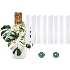 8 Pcs 17 Inch Adjustable Plastic Moss Poles for Monstera & Climbing Plants，D-Shaped Plant Support Stakes with Sphagnum Moss, Includes 2 Garden Ties