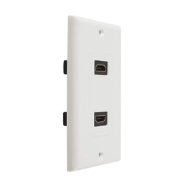 TENINYU Dual HDMI Wall Plate (2 Port) - 4K UHD, ARC, and Ethernet Pass-Thru Support (1-Gang) White - for 2 HDMI (2-Port)