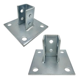2 Pack - 4 Hole Post Base Channel, 6" Square for All 1-5/8" Strut Channel, Side Orientation - Heavy Duty, Electro-Galvanized (2)