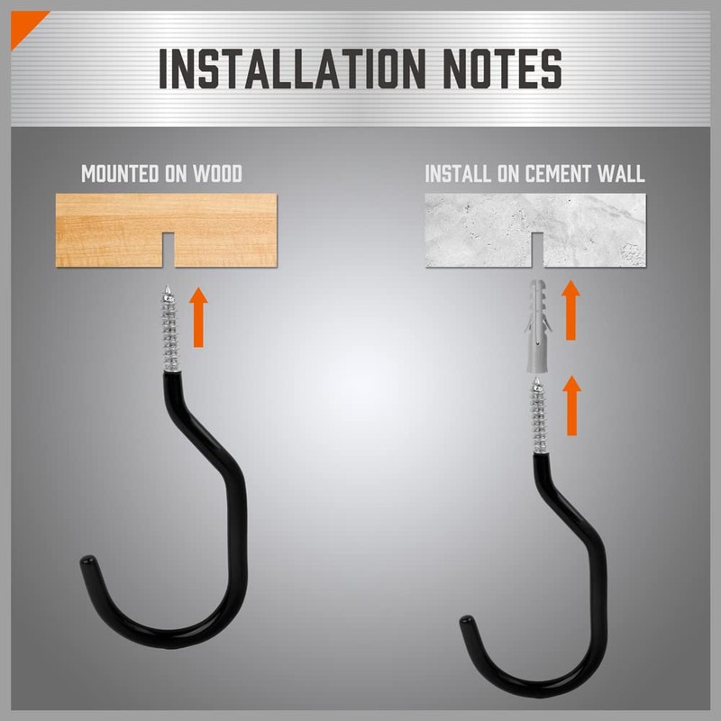 HORUSDY 6-Pack Heavy Duty Garage Storage Hooks, 6" Utility Wall