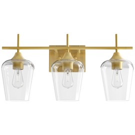 VONLUCE Bathroom Vanity Light, 3 Light Bathroom Light Fixture Over Mirror, Bathroom Wall Lamp with Clear Glass, Modern Gold Vanity Lighting fixtures for Bathroom, Bedroom, Hallway