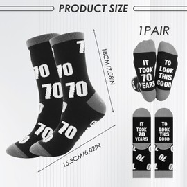 Cncedi Mens Sock Novelty Sock, 70th Birthday Gift for Dad/Grandad/Husband, Funny Father's Day Gifts Black Crew Cotton Socks Size 9-11