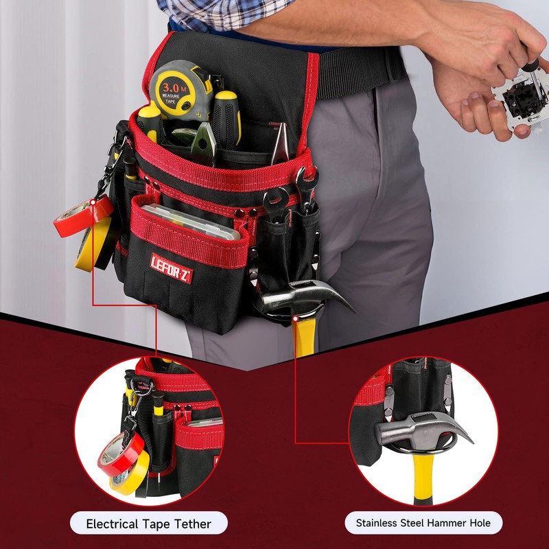 Tool Belt,Magnetic Tool Pouch,14-Pockets Tool Belts for Men,Detachable & Adjustable