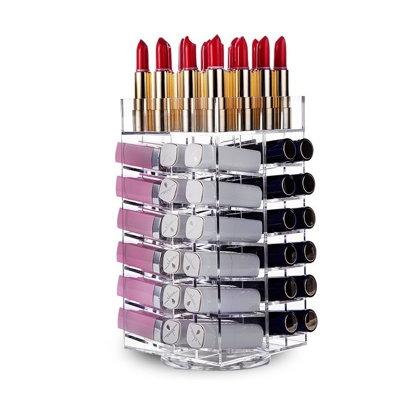 HBlife Lipstick Holder, Acrylic Rotating 64 Lipstick Tower Organizer Spinning
