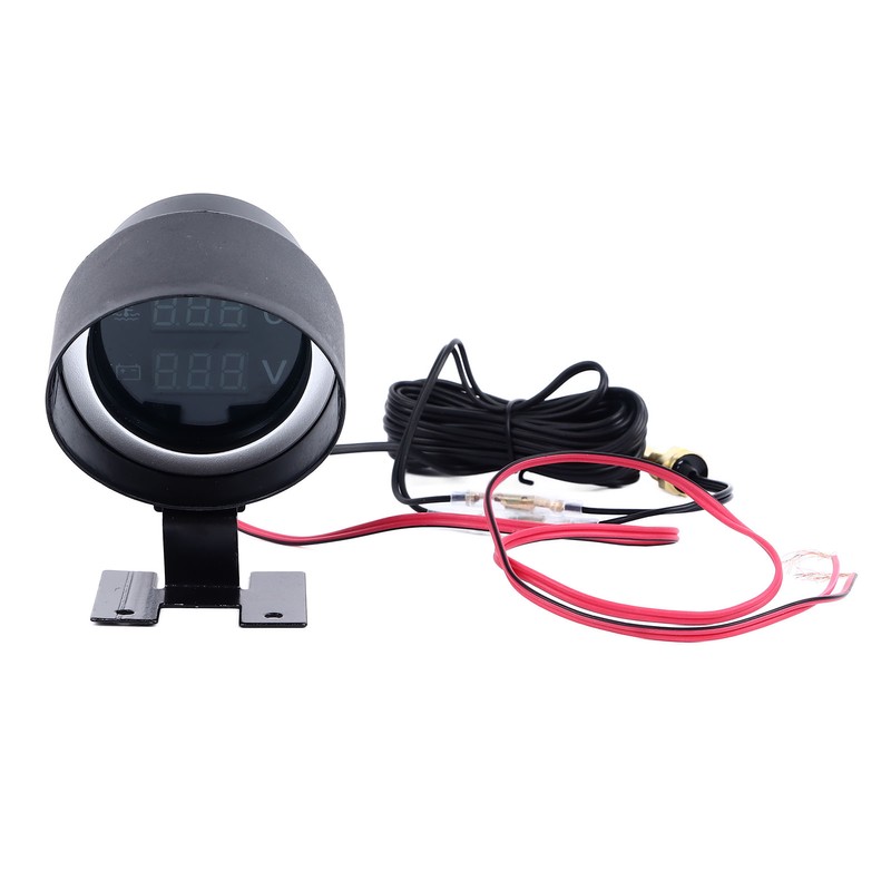 Water Temp Gauge Voltmeter 2 in 1 Round Digital Display