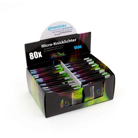 KNIXS 40 Display Micro / Mini Glow Sticks with Connectors (80 Pieces) Blue Glow Ideal for Party/Fishing (Bite Alerts) / Balloons / Decoration for Necklaces, Earrings or Hair Accessories
