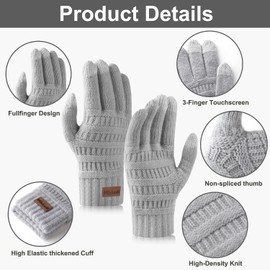 Milduall Winter Knit Touchscreen Gloves - Warm, Windproof, Elastic Cuffs, Soft Full-Finger Thermal Gloves for Men and Women, Ideal for Outdoor Running, Driving, Hiking