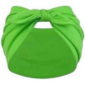 Womens Bow Headband, Elastic Hair Wrap, Wide Knotted Style (Bright Green, One Size)